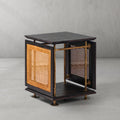 Hand-Forged Metal Woven Rattan Side Table