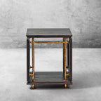 Hand-Forged Metal Woven Rattan Side Table