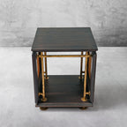 Hand-Forged Metal Woven Rattan Side Table