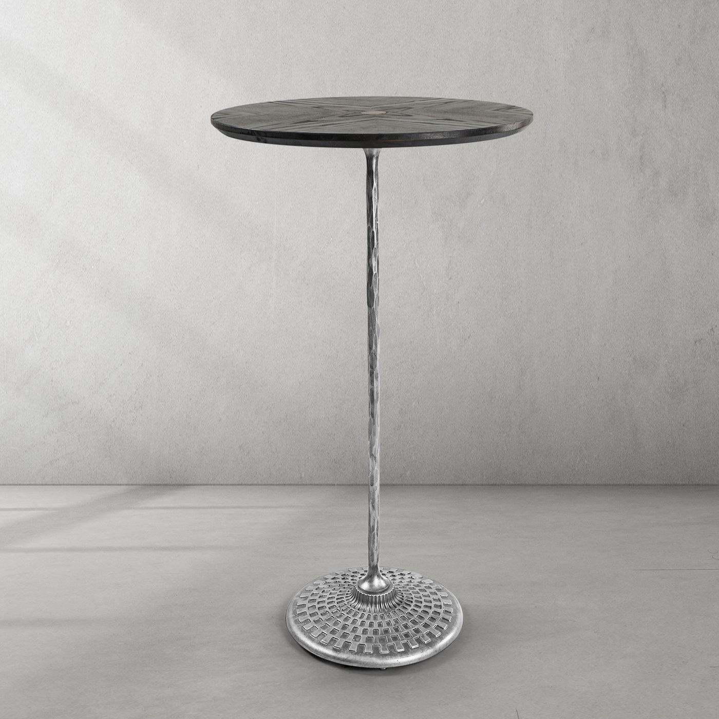 Hand-Forged Metal Wooden Side Table