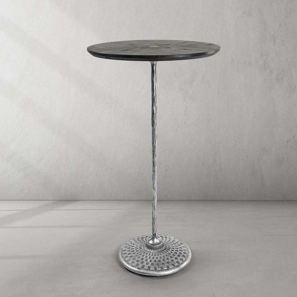 Hand-Forged Metal Wooden Side Table