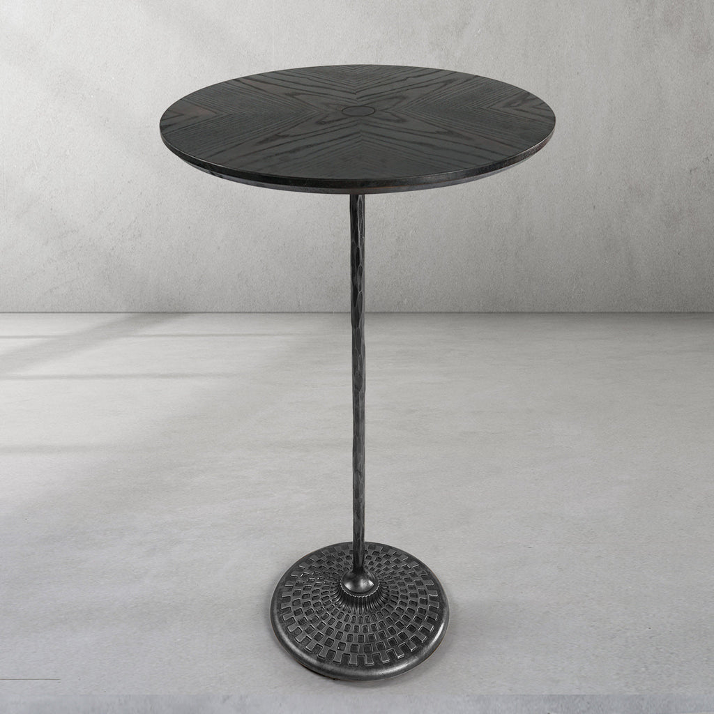 Hand-Forged Metal Wooden Side Table