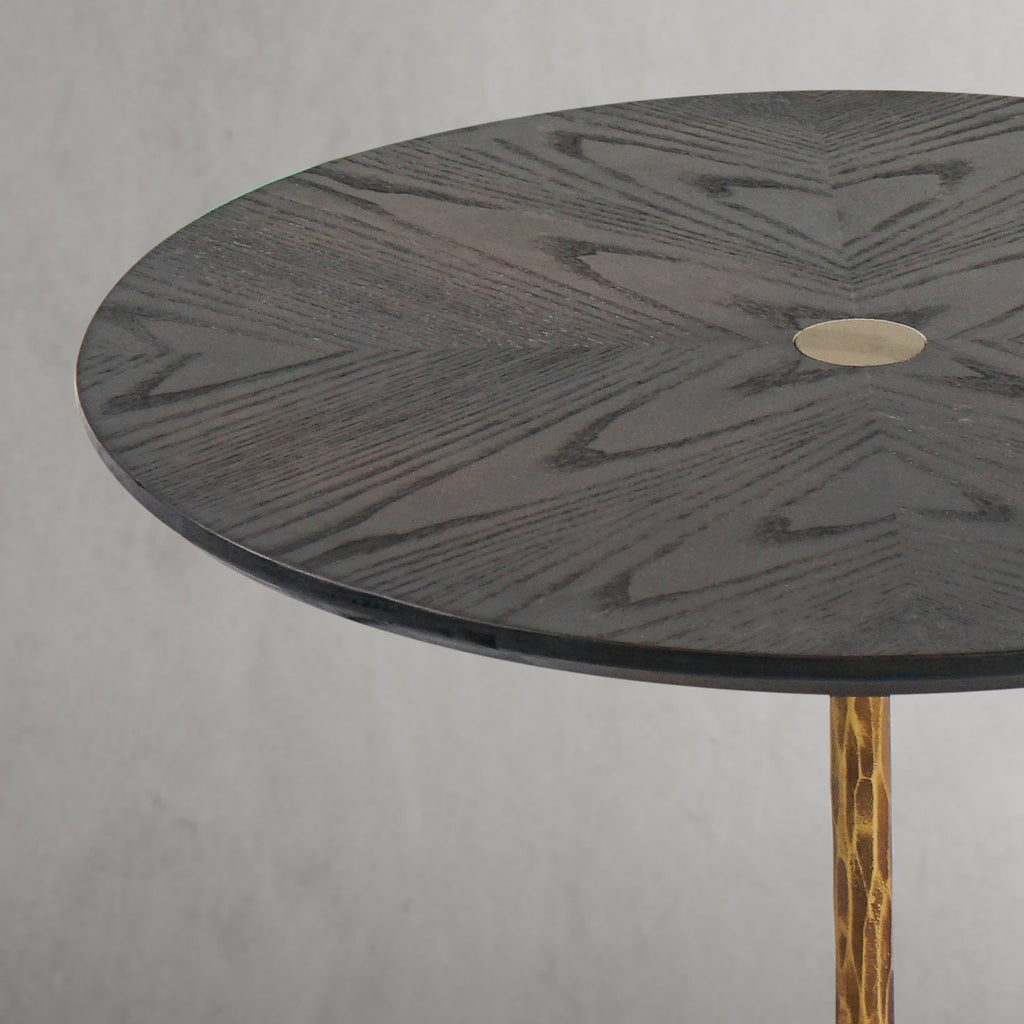 Hand-Forged Metal Wooden Side Table