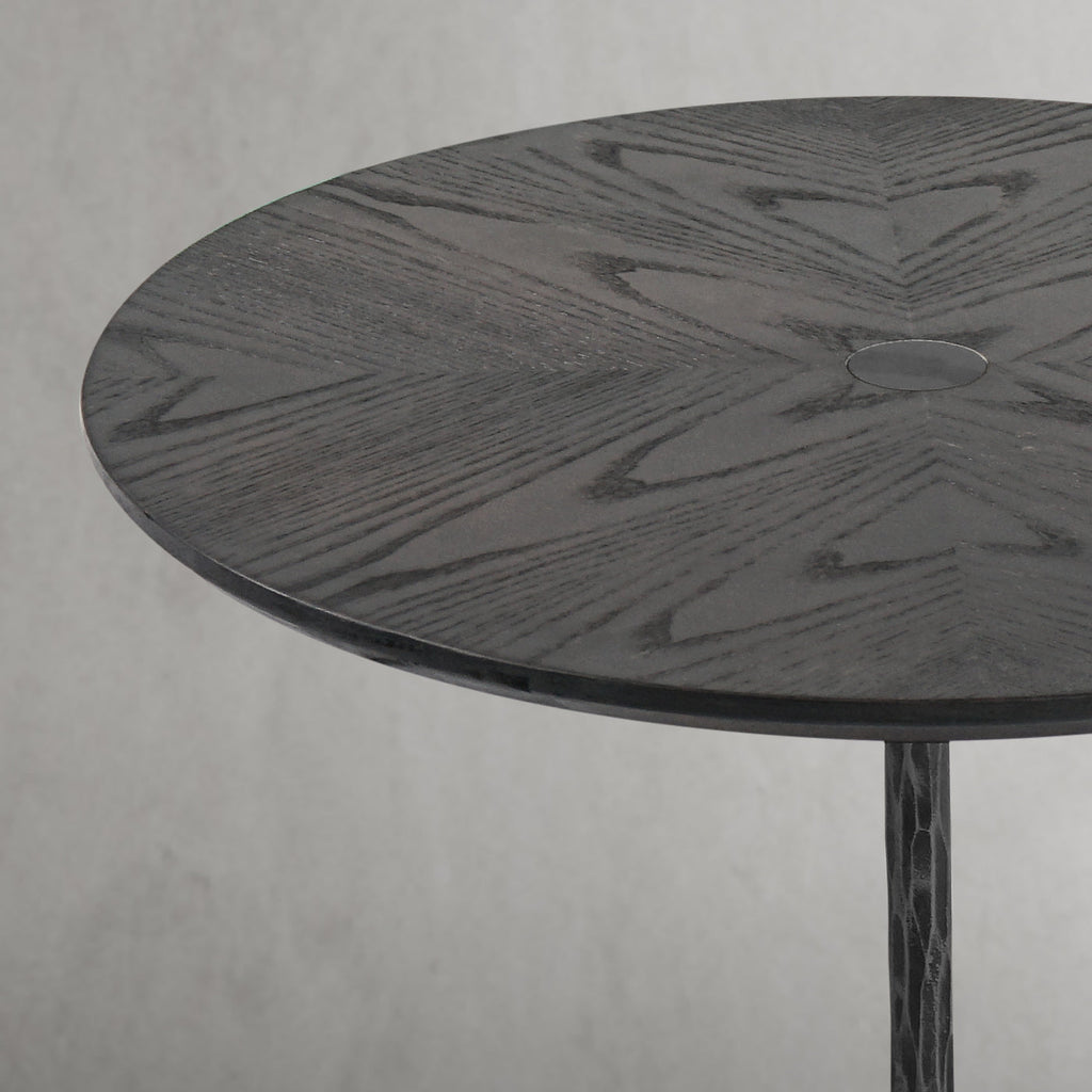 Hand-Forged Metal Wooden Side Table