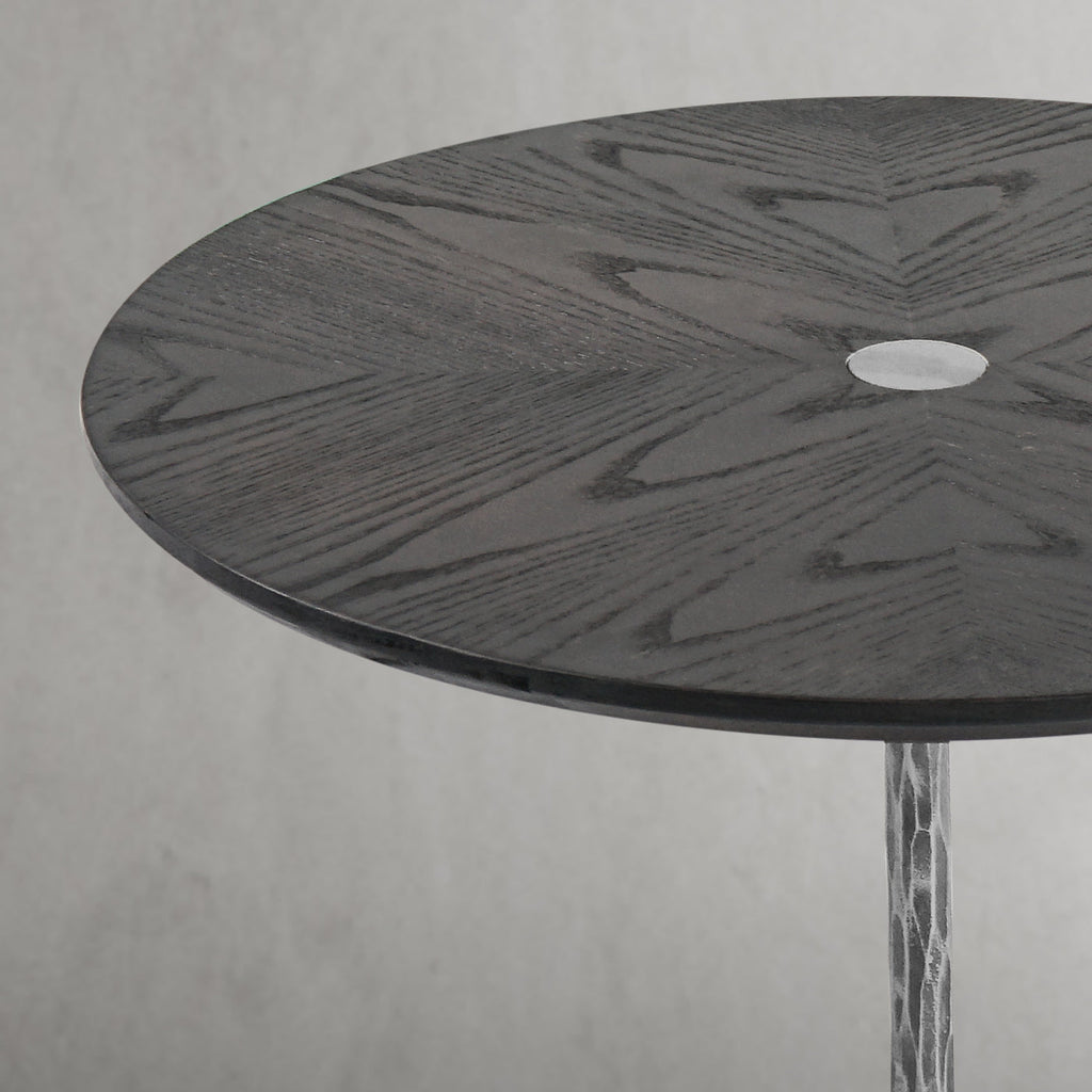 Hand-Forged Metal Wooden Side Table