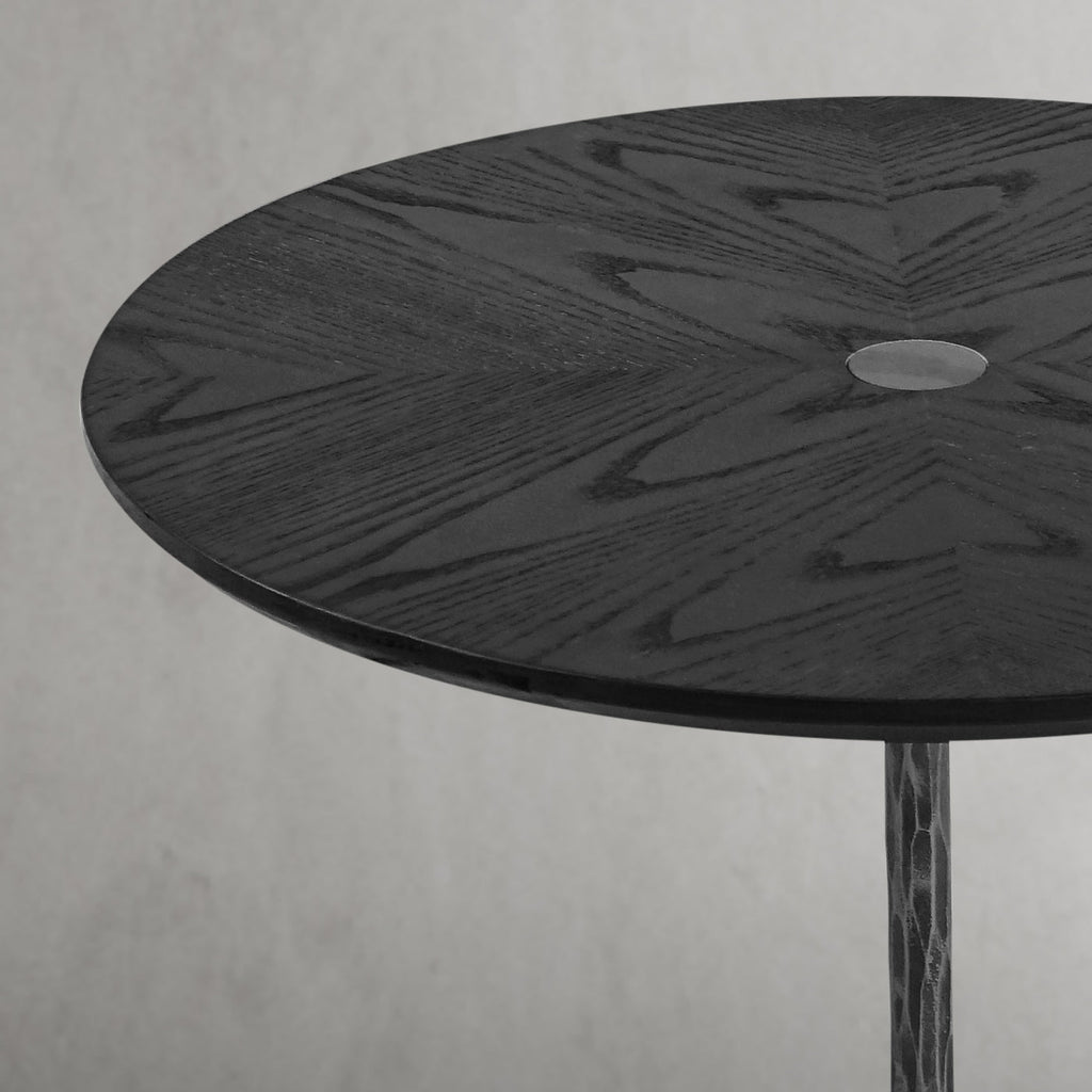 Hand-Forged Metal Wooden Side Table