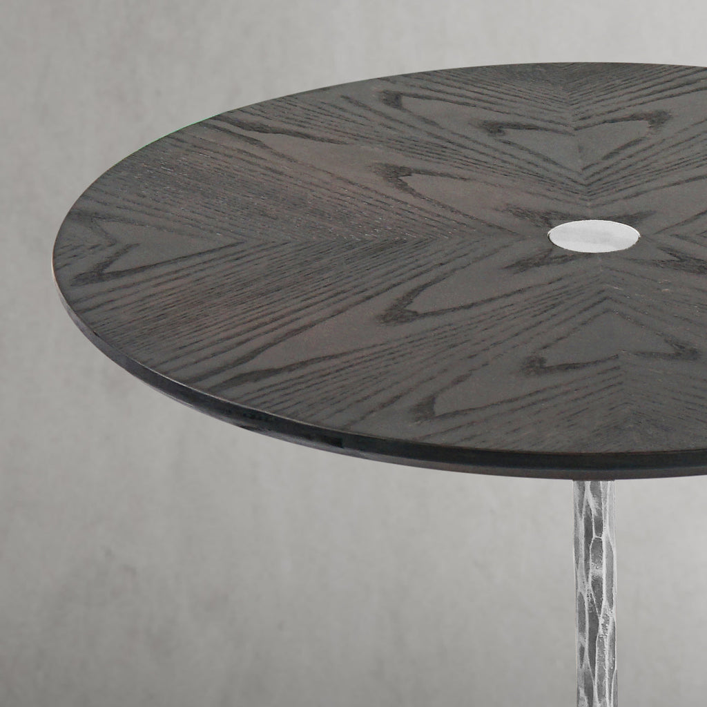 Hand-Forged Metal Wooden Side Table