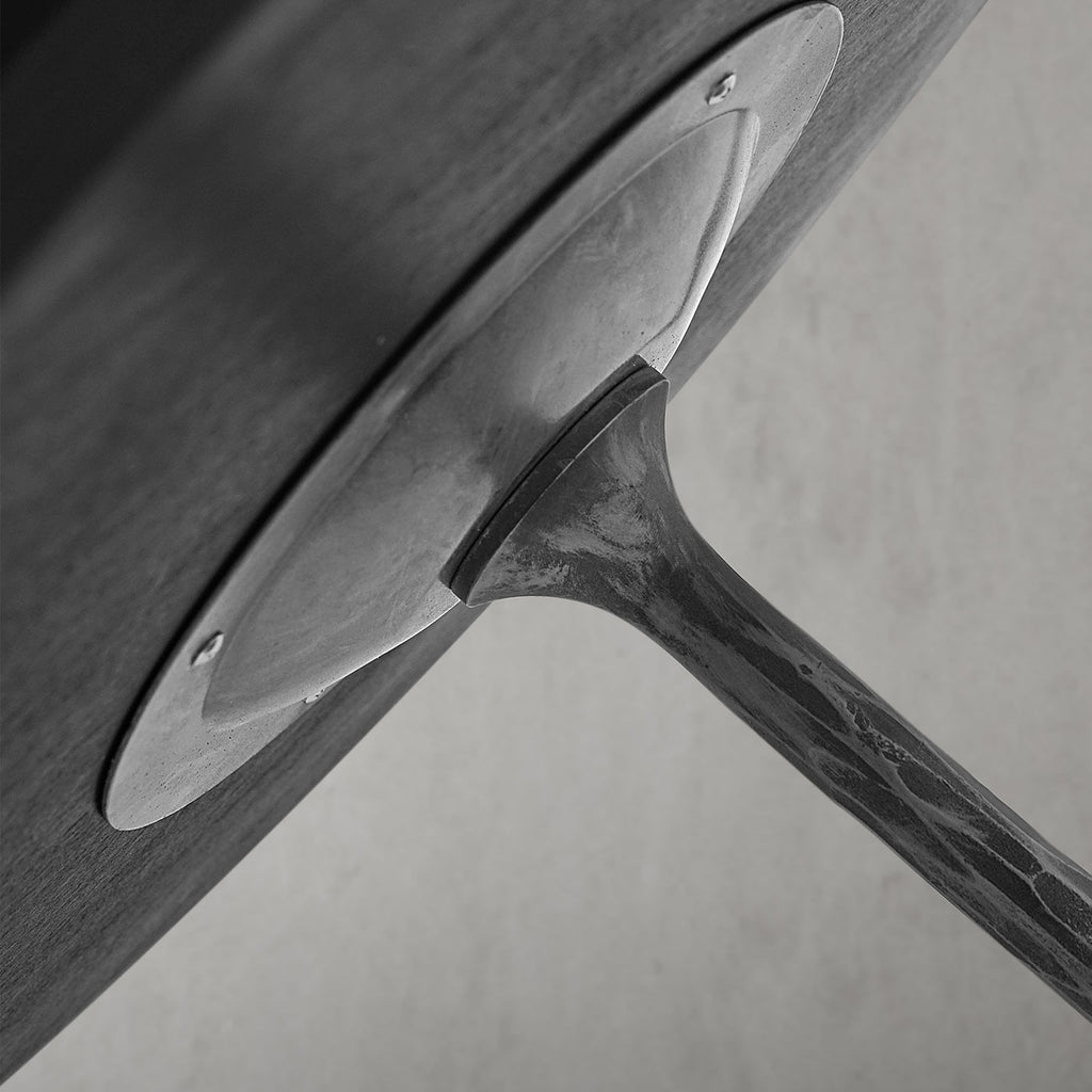 Hand-Forged Metal Wooden Side Table