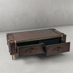 Hand-Forged Metal Vintage Cowhide Rattan Coffee Table