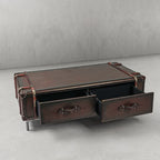 Hand-Forged Metal Vintage Cowhide Rattan Coffee Table