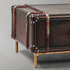 Hand-Forged Metal Vintage Cowhide Rattan Coffee Table