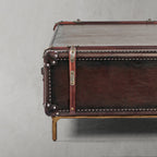 Hand-Forged Metal Vintage Cowhide Rattan Coffee Table