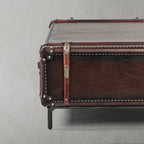 Hand-Forged Metal Vintage Cowhide Rattan Coffee Table