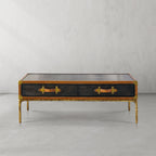 Hand-Forged Metal Vintage Leather Square Coffee Table