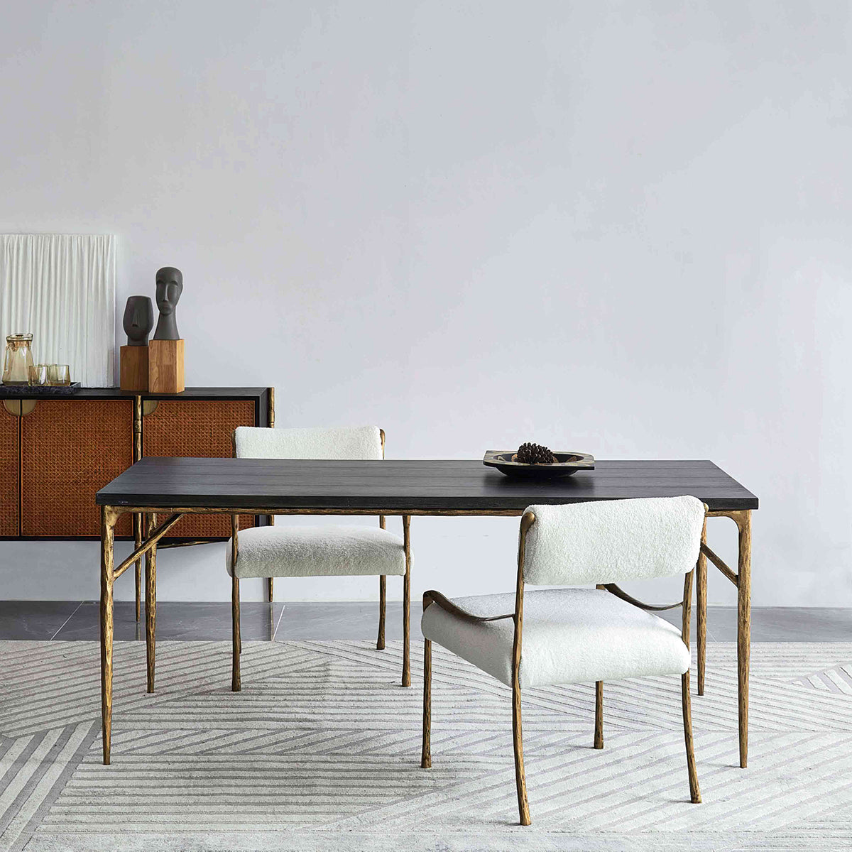 Hand-Forged Metal Retro Copper Iron Frame Armless Dining Chair