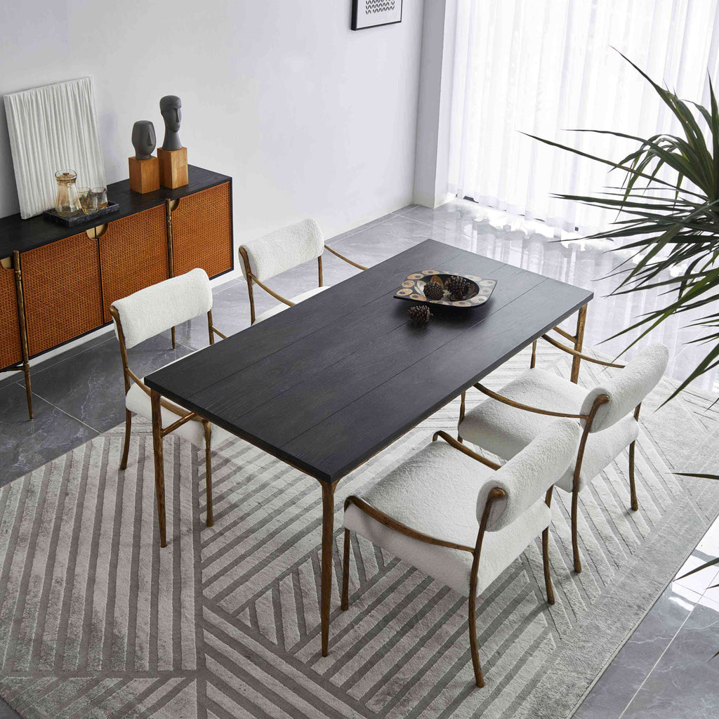 Hand-Forged Metal Retro Copper Iron Frame Armless Dining Chair