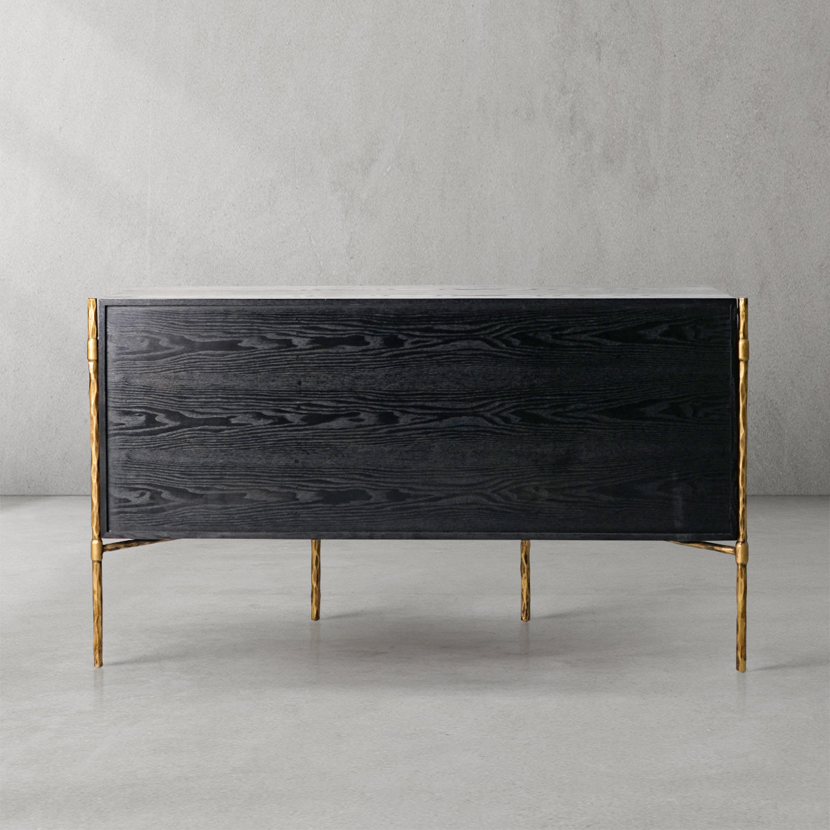 Hand-Forged Metal Metal Frame Rattan Side Cabinet