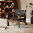 Tiered Distressed Leather Lounge Chair