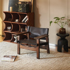 Tiered Distressed Leather Lounge Chair