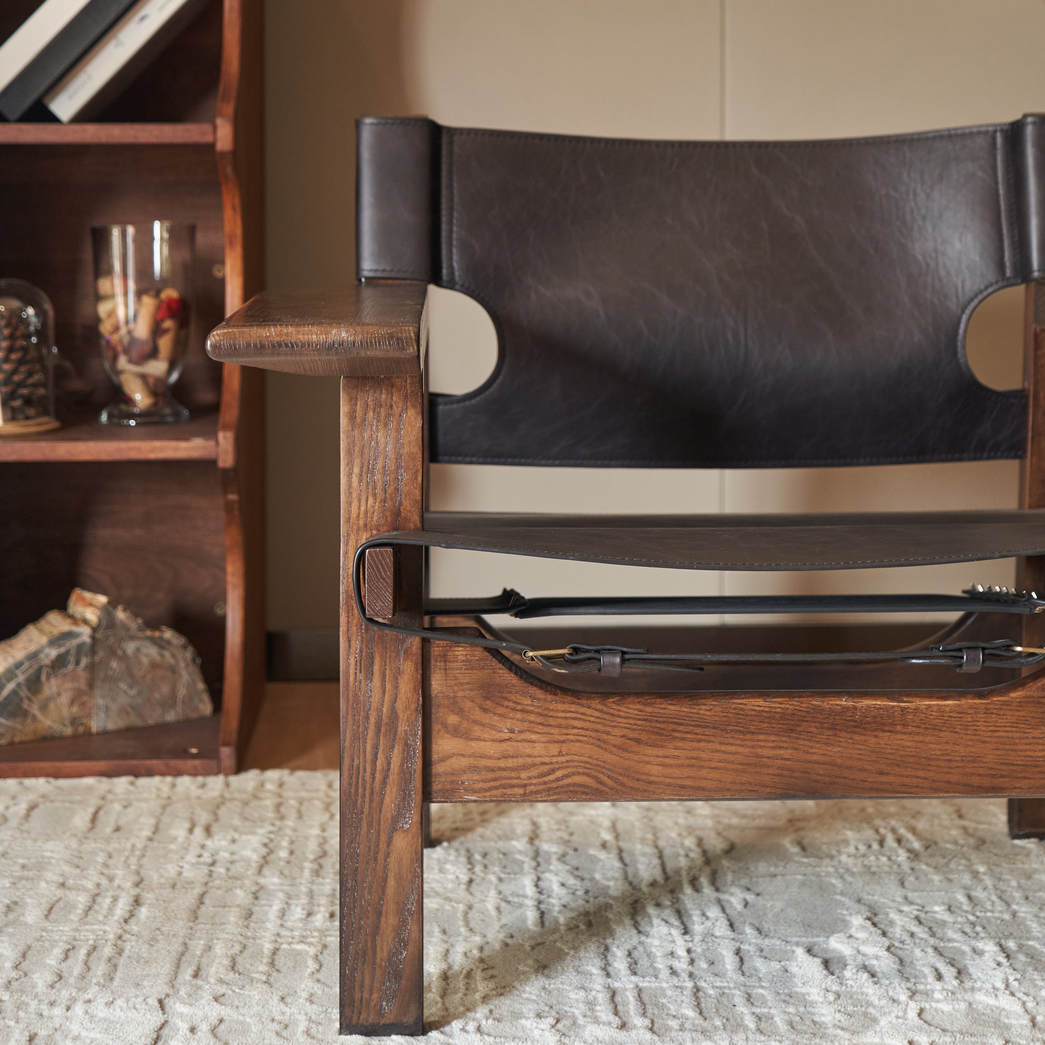 Tiered Distressed Leather Lounge Chair