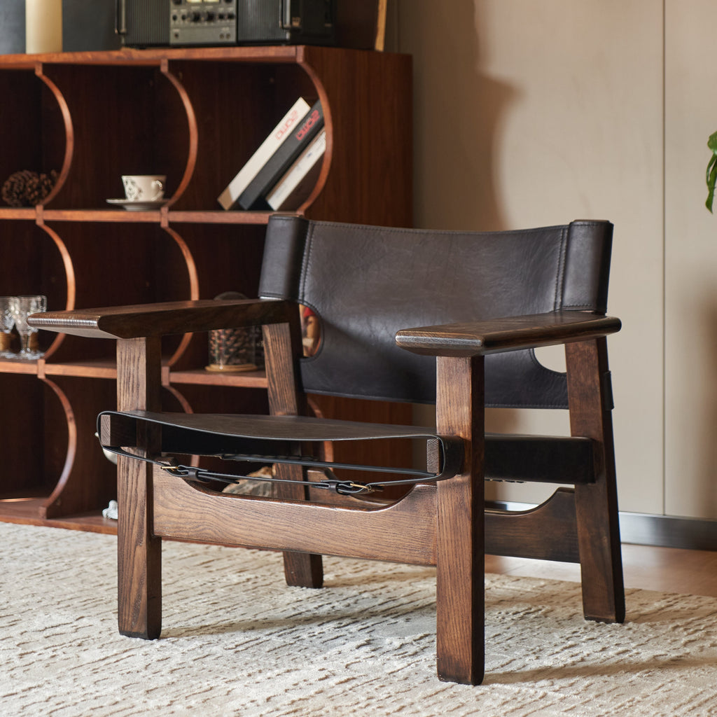 Tiered Distressed Leather Lounge Chair