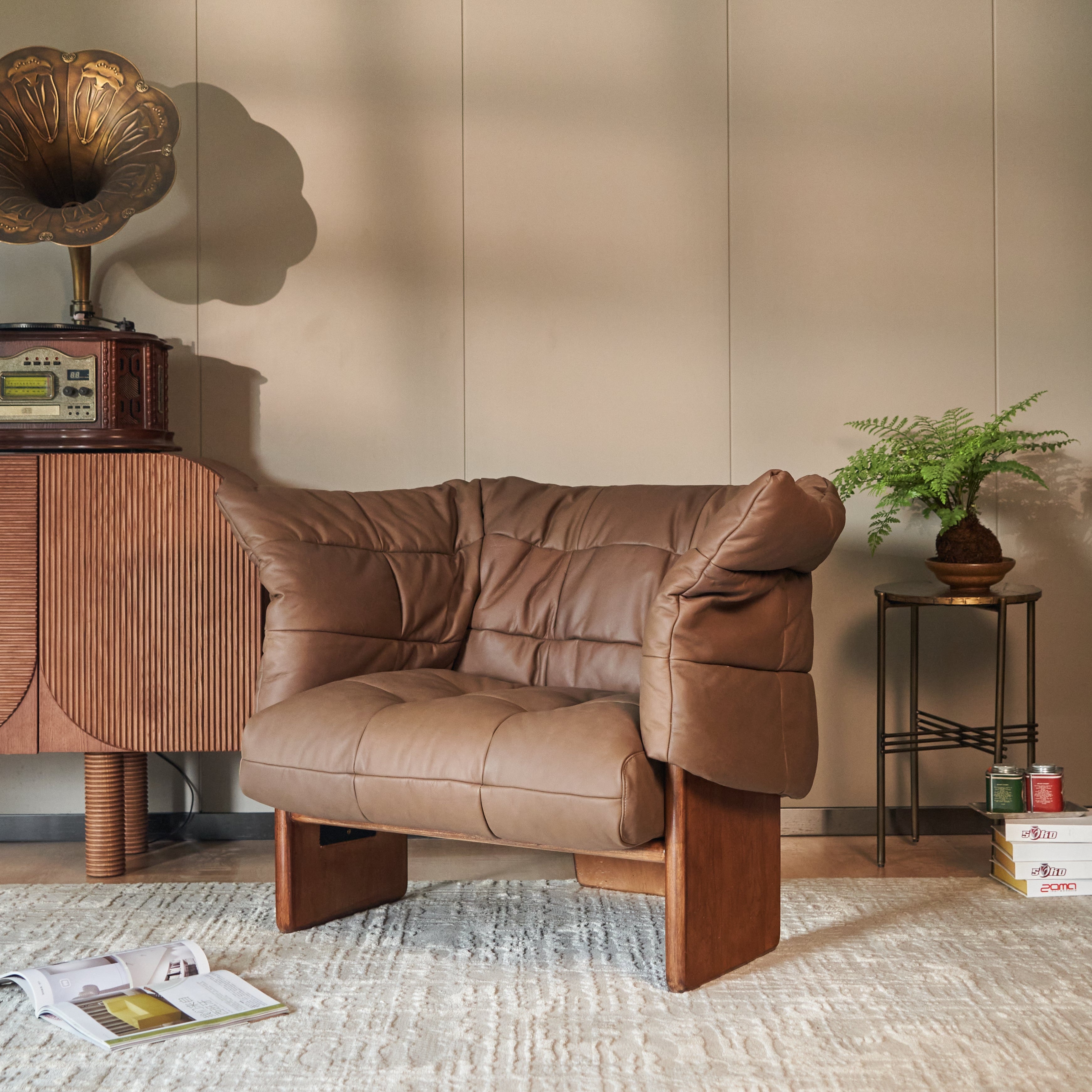 Quilted Leather "Marshmallow" Lounge Chair