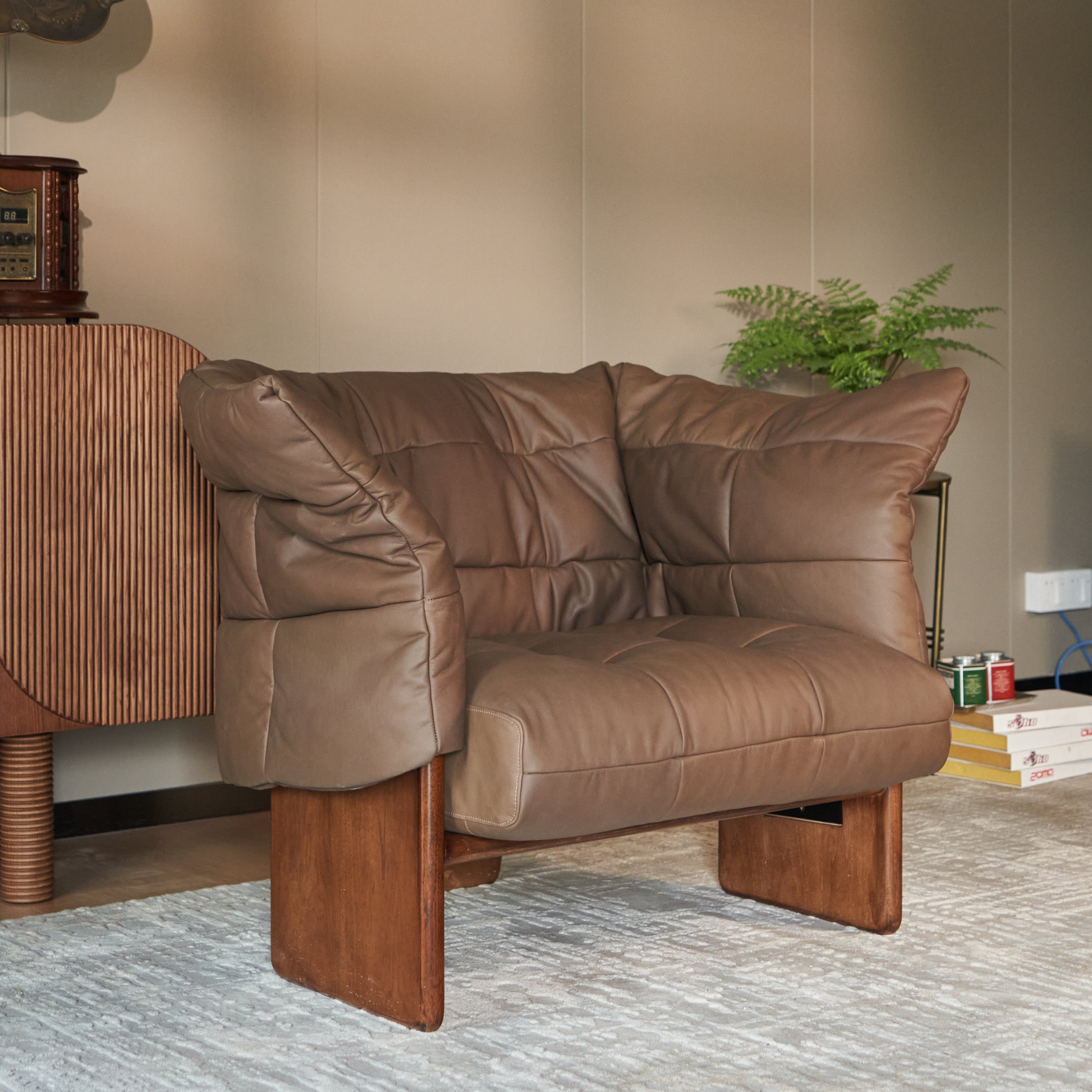 Quilted Leather "Marshmallow" Lounge Chair