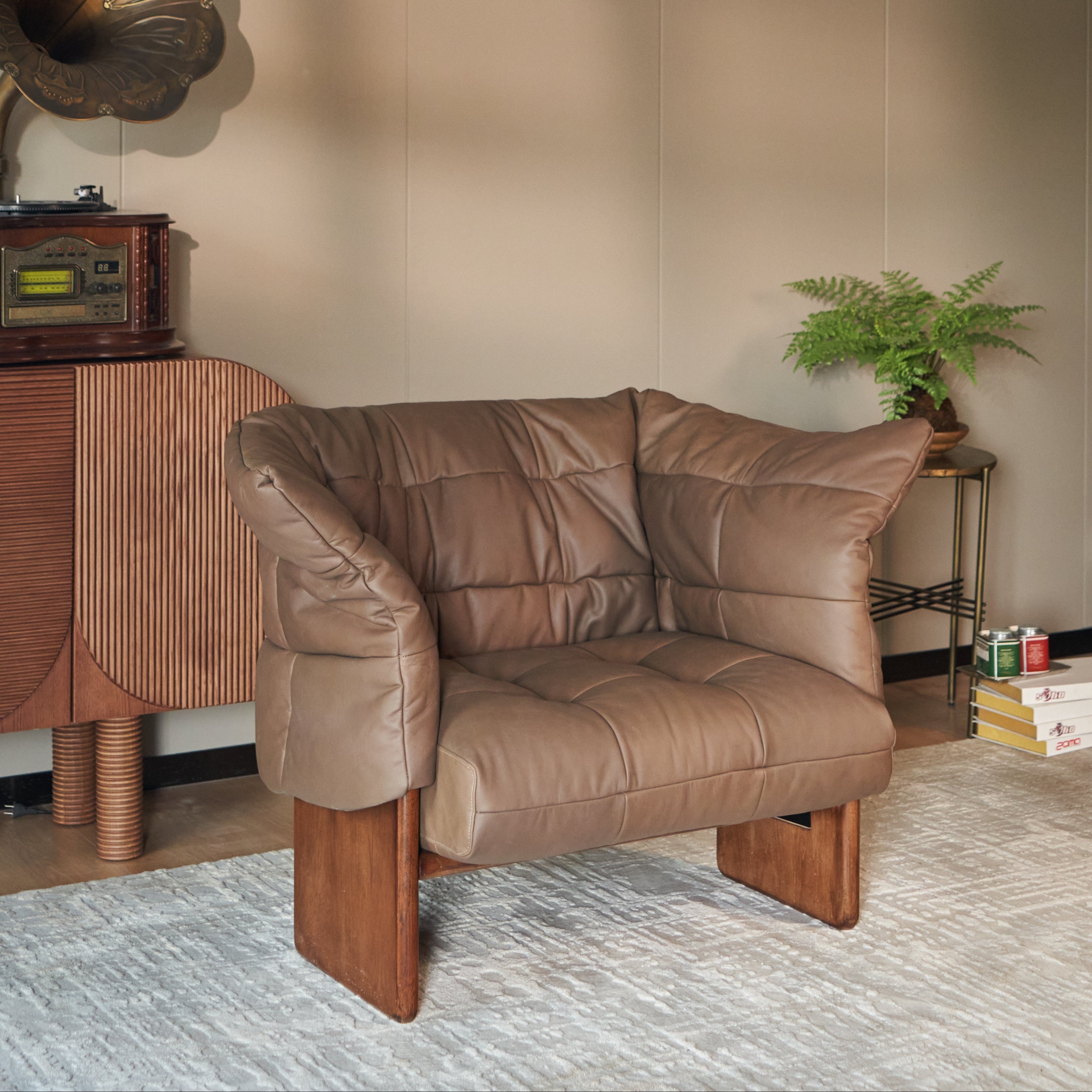 Quilted Leather "Marshmallow" Lounge Chair