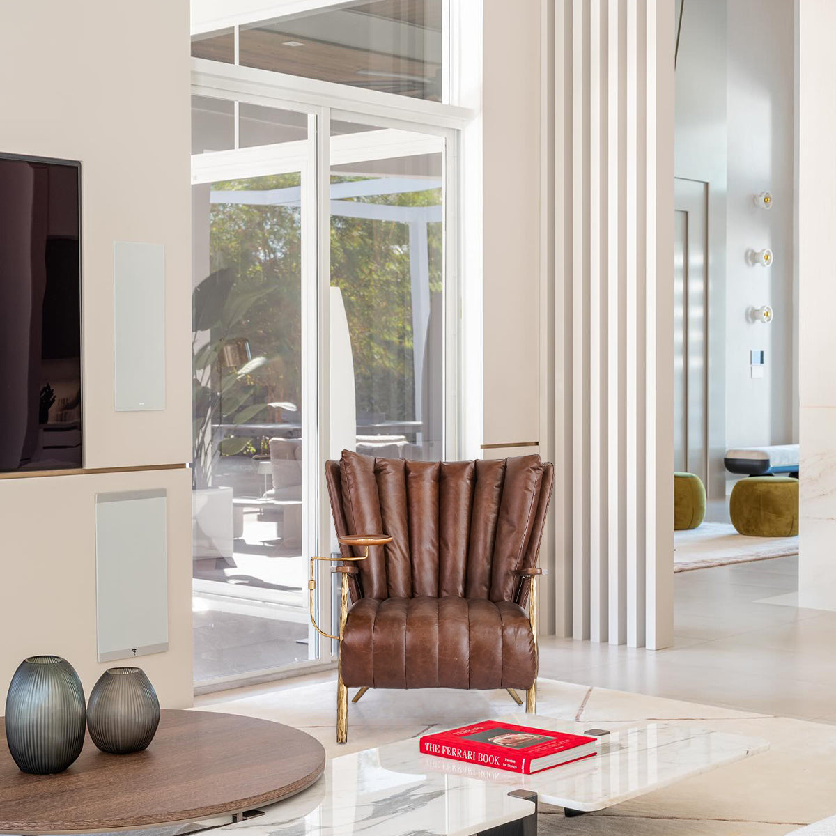 Hand-Forged Metal Vintage Leather Armchair Cigar Chair