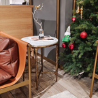 Hand-Forged Metal Round Marble Side Table 18" 22"